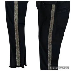 MOTHER Denim High Waisted Looker Ankle Fray Guilty Flash Black Embellished 28 thumbnail 10
