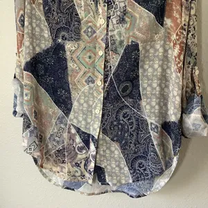 NWOT Charlie Patchwork Western Cowgirl Prairie Shabby Chic‎ Button Up Shirt S thumbnail 3