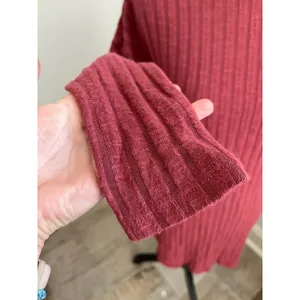 Minimalist Ribbed Mock Neck Dress XS Long Sleeve Y2K Fall Rust‎ Red Cabin Preppy thumbnail 4