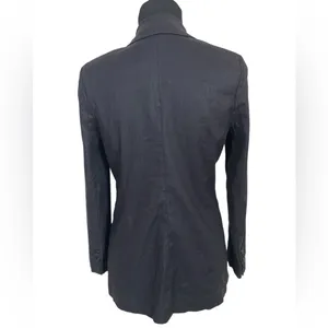 Evereve Minimalist Alexa Black Linen Double-Breasted Blazer Career Office Work thumbnail 5