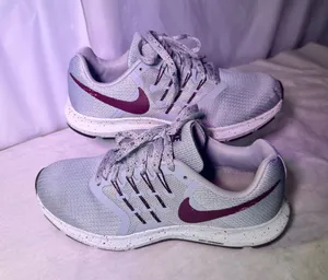 Nike Women’s Athletic Shoes - Light Gray with Burgundy Swoosh thumbnail 1