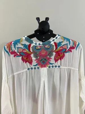 NWOT Johnny Was Floral Embroidered Long Sleeves Blouse Boho Chic Size L thumbnail 5