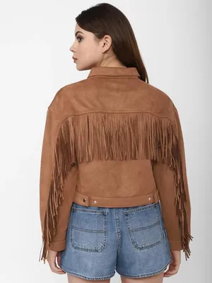 EUC Forever 21 Suede Fringe Jacket | Boho Western Moto Style Jacket thumbnail 3
