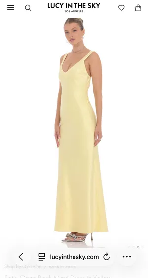 Satin Open Back Maxi Dress in Yellow thumbnail 3