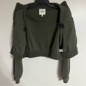 Aerie Green Ribbed Corduroy Zip Up Women's Cropped‎ Jacket Size Medium thumbnail 8