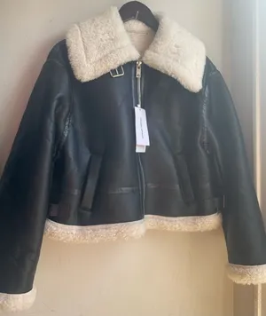 Urban Revivo Faux Leather Shearling Jacket Black Size S thumbnail 1
