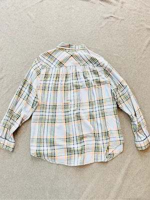 Aerie Boyfriend Flannel Button Down Pajama shirt light blue relaxed flowy fit thumbnail 9