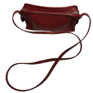 Coach Vintage 9138 Red Glove Tan Leather Mimosa Zip Shoulder Crossbody Bag thumbnail 2