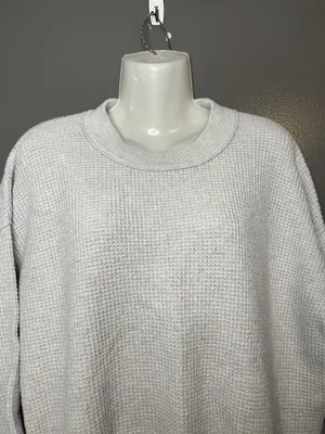Aerie Sweater Womens XS Gray Waffle Knit Crewneck Pullover Cozy Relaxed Fit thumbnail 1