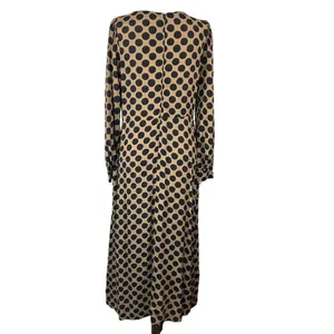 Rachel Pally Polka Dot Puff Sleeve Midi Dress Tan Black‎ Size Medium thumbnail 6