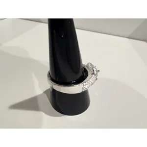 CZ Halo Engagement Ring Womens Size 10 Clear Stone Silver plated sparkly Pavé thumbnail 3