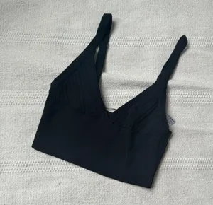 black knit bralette crop tank top thumbnail 2