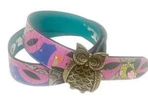 Rock Rebel Size Medium Multi Colored‎ Painted Owl Printed Belt thumbnail 1