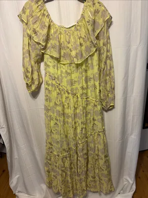 Astr Floral Yellow and Gray Tiered Maxi Dress thumbnail 3