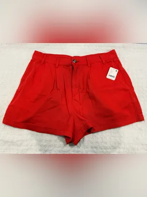 Free People Red High-Waist Pleated Shorts thumbnail 4