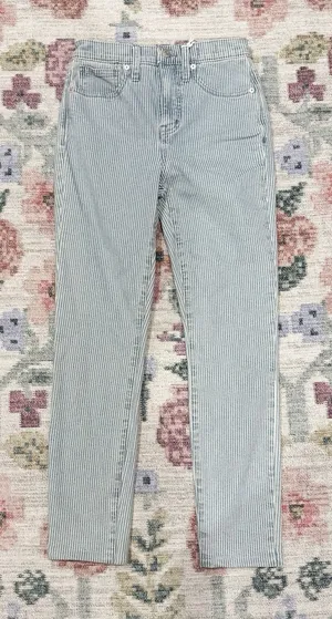 Madewell Pinstripe Skinny Jeans Size 24 High Rise Causa Comfort NWT thumbnail 1