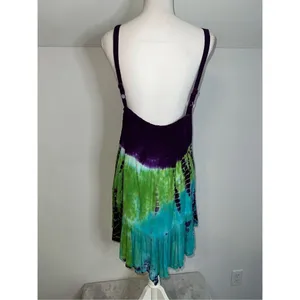Women’s Tie Dye Spaghetti Strap Dress/top MEDIUM Green thumbnail 4