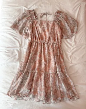 Lucy in the Sky Big Waterblue Sky Pink And White Floral Ruffle Mini Dress Size Small thumbnail 1