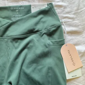 Blogilates Criss Cross Scrunch Biker Short — “Hedge” (Olive) Green thumbnail 2