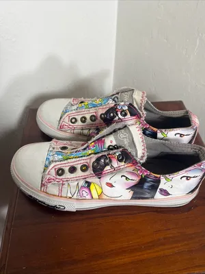 Ed Hardy Pink, Blue and Yellow Floral Slip-On Sneakers Size 5.5 thumbnail 5