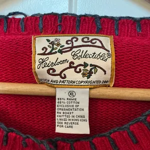 Vintage Heirloom Collectibles Wool Blend Valentines Cardigan XL Red/White thumbnail 2