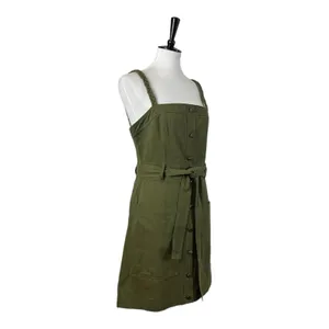 Storia Utility Dress A-line Pockets Button Front Olive Green Women’s Size L NWT thumbnail 2