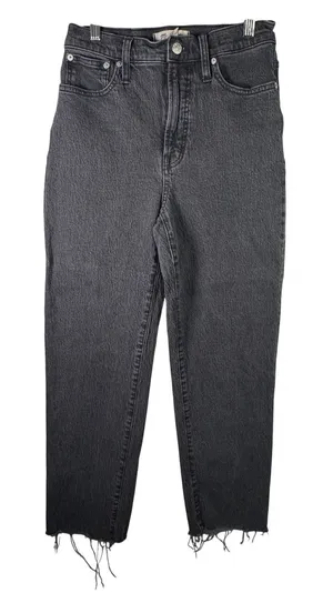 Madewell Perfect Vintage Straight Jeans Womens Black‎ High Rise Ankle 26 thumbnail 1