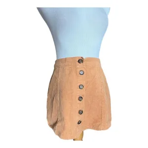Womens Rue 21 Camel Ribbed Corduroy Button Down Mini Skirt - Sz M thumbnail 4