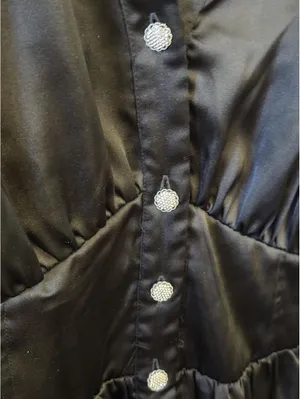 Zara black satin rhinestone-button mini shirt dress thumbnail 3