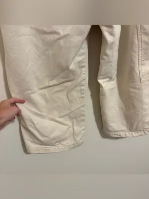 Aerie Cream Wide Leg Soft Cargo Pant size Large Short thumbnail 8