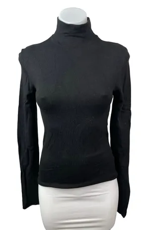 Zara Women's Black Turtle Neck Long Sleeve Slim Sweater Basic Tee T-Shirt Top S thumbnail 1