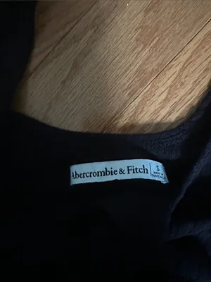 Abercrombie & Fitch Black Ribbed Tie-Front Crop Tank thumbnail 2