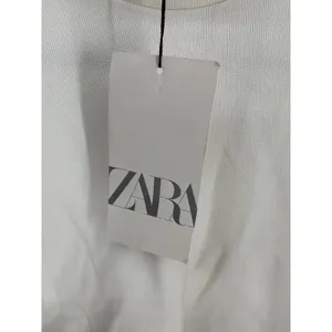 Zara Women Midi Dress White Ruched Mock Neck Cap Sleeve Medium thumbnail 5