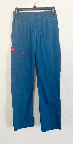 Dickies Scrub Pants XXS Teal Blue Elastic Waist Cargo Pocket Medical Uniform thumbnail 1