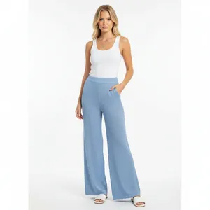 Boston Proper Blue Rhinestone Trim Knit Wide Leg Lounge Pants M thumbnail 7
