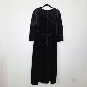 Vintage Ultra Dress New York Black Velvet Maxi Dress Lace Trim Grandma 90s 12 thumbnail 12