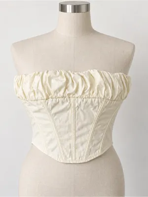 House of CB Cream Corset Bustier Top Ruched Strapless Women’s Medium thumbnail 1