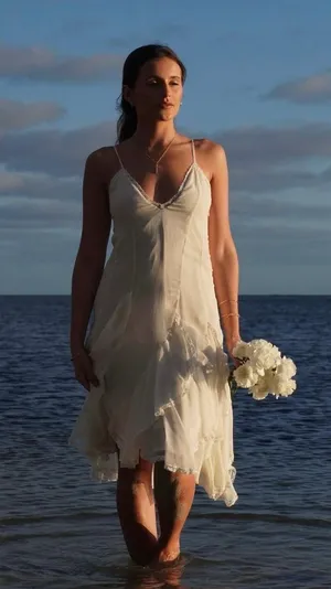 Zara dress sundress lace ivory cream flowy ruffle strapy boho summer vacation thumbnail 4