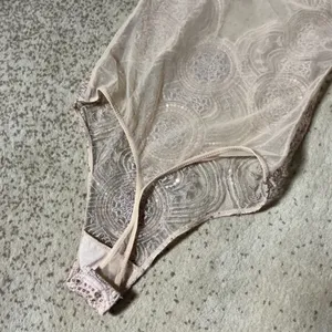 Sequin Festival Mesh Medallion Bodysuit Women M Gold Sheer Sleeveless thumbnail 5