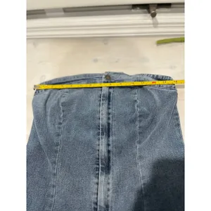 Denim Jumpsuit Women's Small‎ Blue Strapless Wide Leg Pockets thumbnail 8