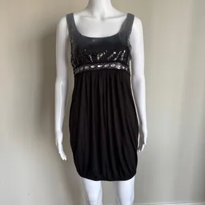 VTG Y2K Charlotte Russe Sequin Bubble Hem Baby Doll Dress With Cut-Out Design thumbnail 3