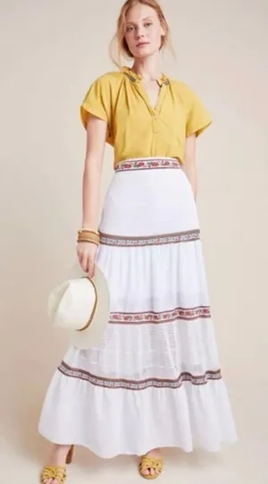 Anthropologie x Cecilia Prado Lori Tiered Maxi Skirt boho Gypsy size xs thumbnail 1