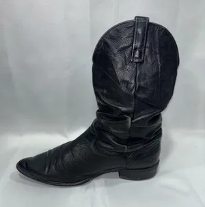 Slouch Soft Leather Cowboy Boots Black Size 8.5 thumbnail 6