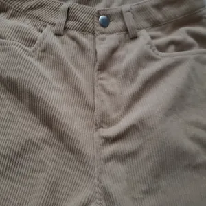 Wide leg corduroy cream color pants size small fits size 2 women's high waist so thumbnail 4