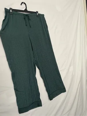 GapBody Satin PJ Pant M Green Stripe Pajama Pants Elastic Drawstring NWT(A911) thumbnail 2