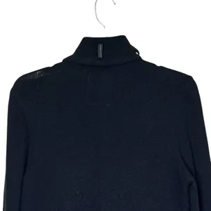 XCVI Women's Jacket Genuine Leather Angora Wool Blend Ruched Moto Black  Medium‎ thumbnail 7