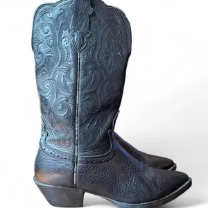 Justin Western Cowboy Boots Women’s 8B Black Leather Pointed Toe CR09010 thumbnail 3