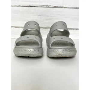 Crocs Classic Crush Glitter Platform Sandals Gray Women’s Size 9 Slip On Chunky thumbnail 3