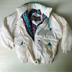 Vintage 90’s Puffer Ski Suit Jacket Prezzia Coat Funky Art to Wear Size Medium thumbnail 1