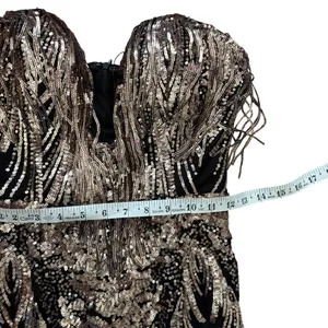 Faeriesty Sequin Mermaid Gown‎ Sz S Black Gold Strapless Evening Formal Prom thumbnail 8